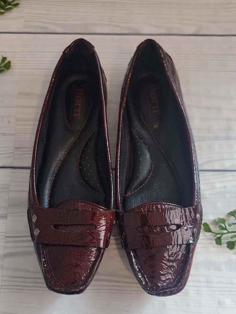 Born Vintage Penny Loafers Leather - Burgundy Slip-On Womens Size 7